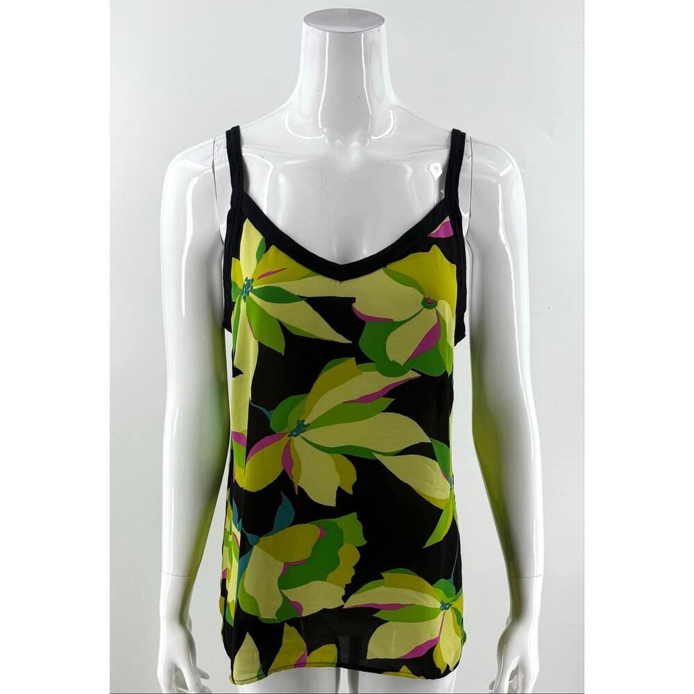 Cabi Womens Tropic Floral Tank Top Size Medium Black Pink Green Style 6208